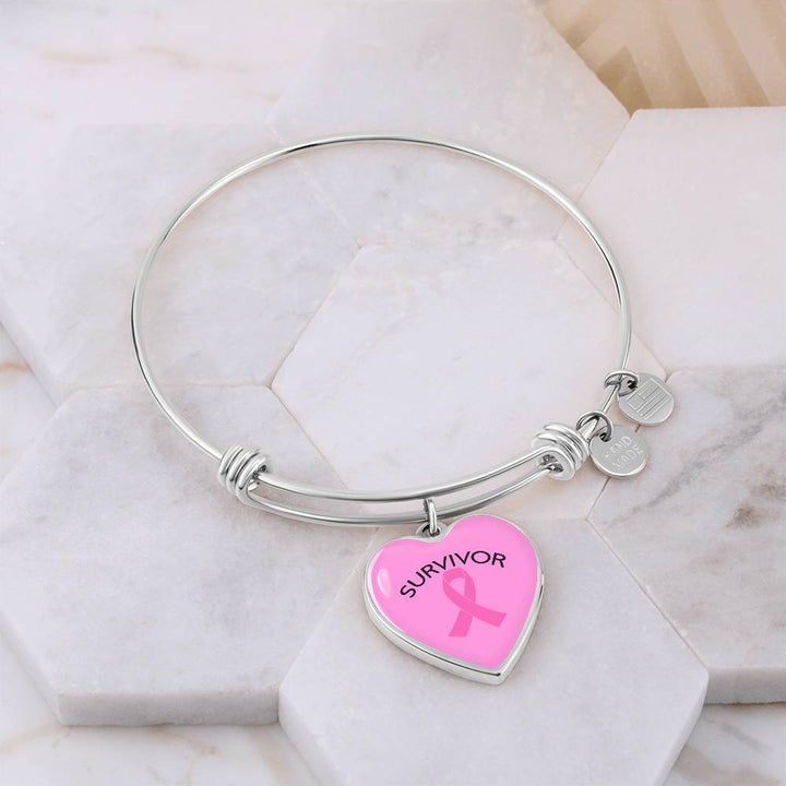 Breast Cancer Survivor Bracelet, Breast Cancer Survivor Pink Ribbon Jewelry, Gift for Breast Cancer Survivor